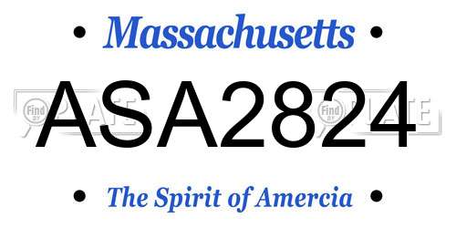 ASA2824 Massachusetts License Plate