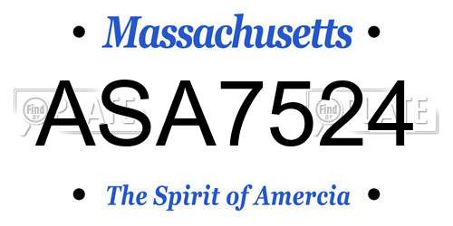 ASA7524 Massachusetts License Plate