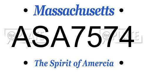 ASA7574 Massachusetts License Plate