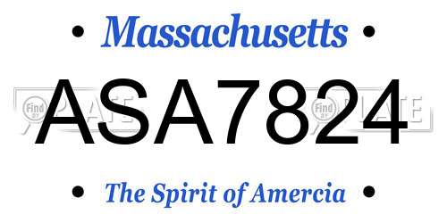 ASA7824 Massachusetts License Plate