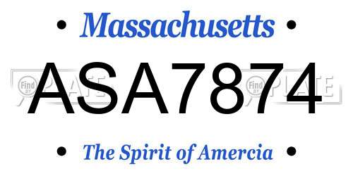 ASA7874 Massachusetts License Plate