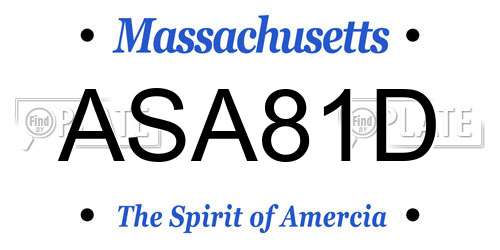 ASA81D Massachusetts License Plate