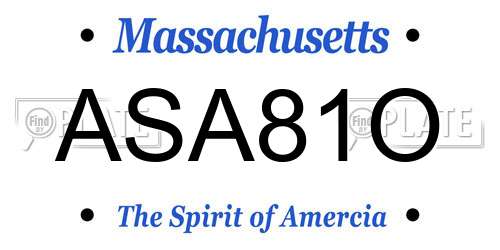 ASA81O Massachusetts License Plate