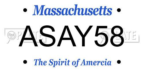 ASAY58 Massachusetts License Plate