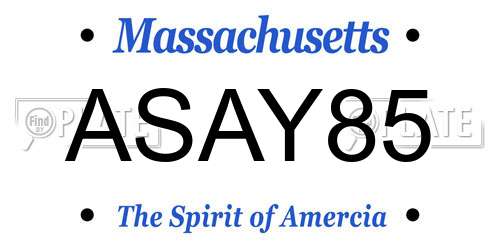ASAY85 Massachusetts License Plate