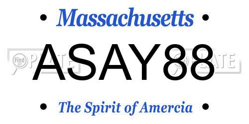 ASAY88 Massachusetts License Plate