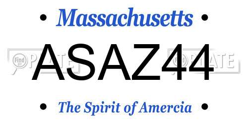 ASAZ44 Massachusetts License Plate