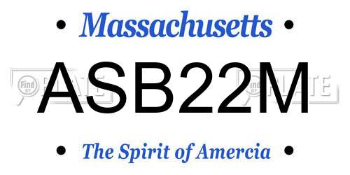 ASB22M Massachusetts License Plate