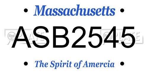 ASB2545 Massachusetts License Plate