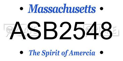ASB2548 Massachusetts License Plate