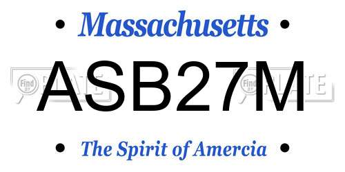 ASB27M Massachusetts License Plate