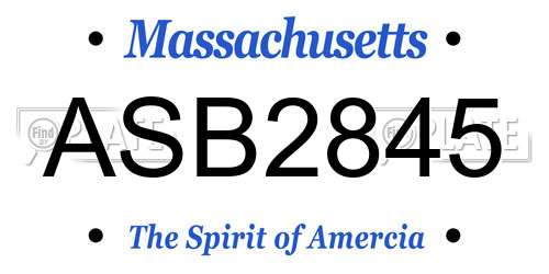 ASB2845 Massachusetts License Plate