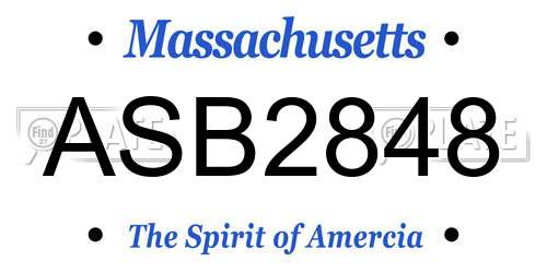 ASB2848 Massachusetts License Plate