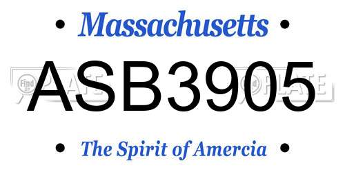 ASB3905 Massachusetts License Plate