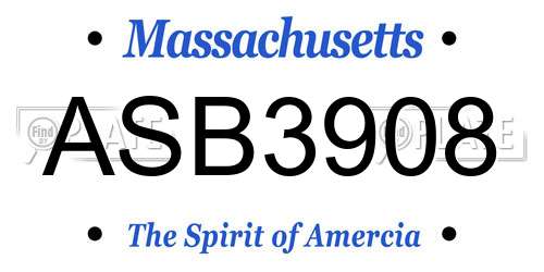 ASB3908 Massachusetts License Plate