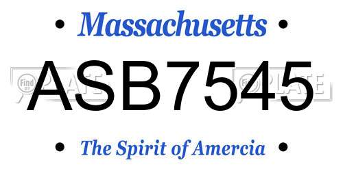 ASB7545 Massachusetts License Plate