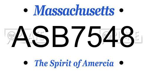 ASB7548 Massachusetts License Plate