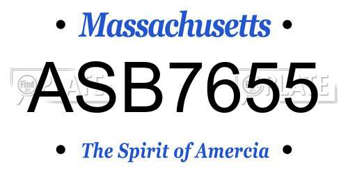 ASB7655 Massachusetts License Plate