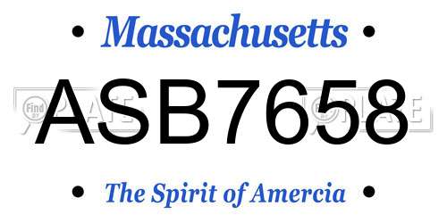 ASB7658 Massachusetts License Plate