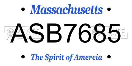 ASB7685 Massachusetts License Plate