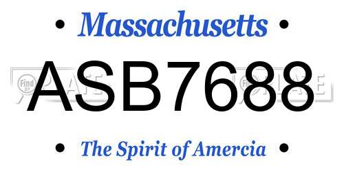 ASB7688 Massachusetts License Plate