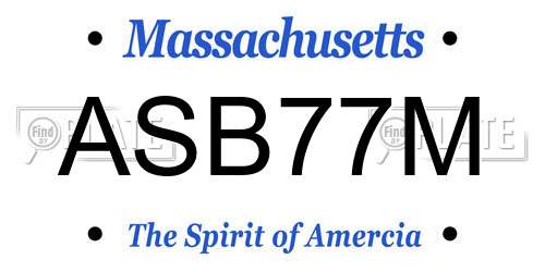 ASB77M Massachusetts License Plate