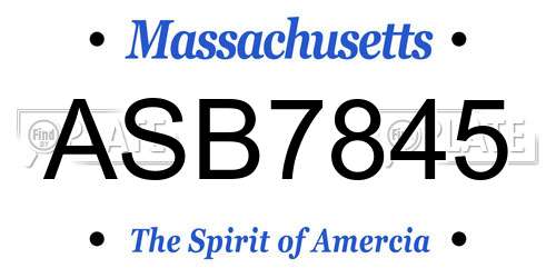 ASB7845 Massachusetts License Plate