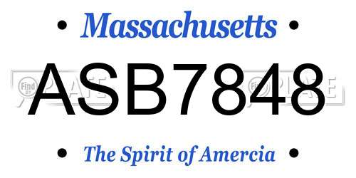 ASB7848 Massachusetts License Plate