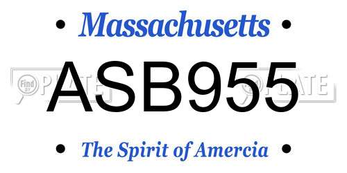 ASB955 Massachusetts License Plate