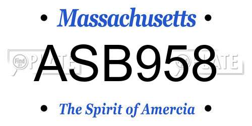 ASB958 Massachusetts License Plate