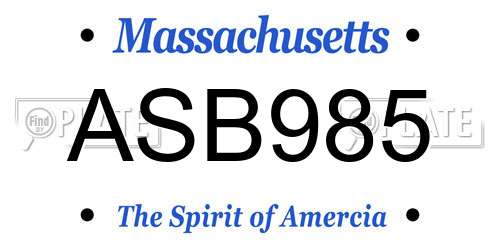 ASB985 Massachusetts License Plate