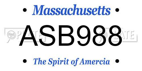 ASB988 Massachusetts License Plate