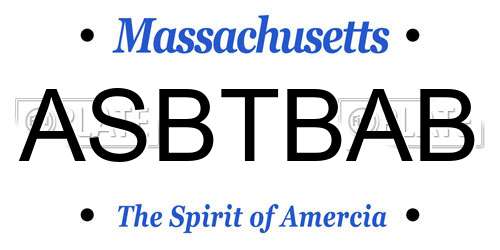 ASBTBAB Massachusetts License Plate