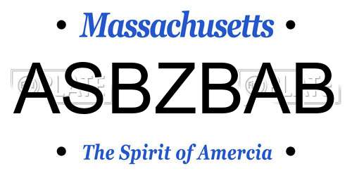 ASBZBAB Massachusetts License Plate