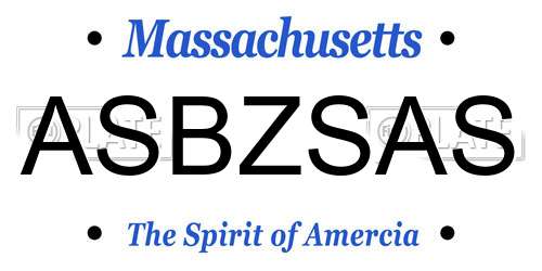 ASBZSAS Massachusetts License Plate