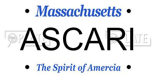 ASCARI Massachusetts License Plate