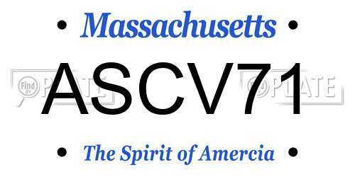 ASCV71 Massachusetts License Plate