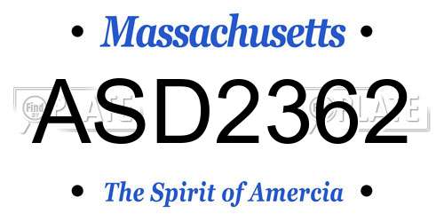 ASD2362 Massachusetts License Plate