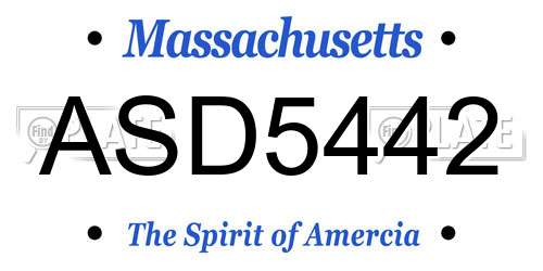 ASD5442 Massachusetts License Plate