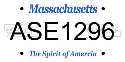 ASE1296 Massachusetts License Plate