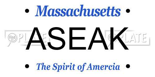 ASEAK Massachusetts License Plate