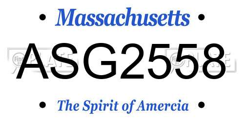 ASG2558 Massachusetts License Plate