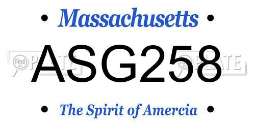 ASG258 Massachusetts License Plate