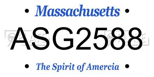 ASG2588 Massachusetts License Plate