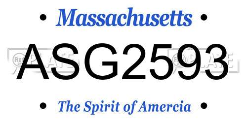 ASG2593 Massachusetts License Plate