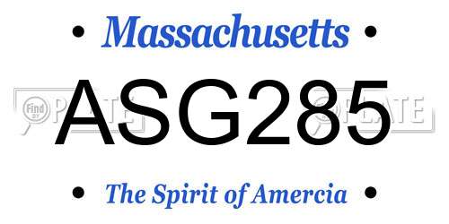 ASG285 Massachusetts License Plate