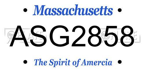 ASG2858 Massachusetts License Plate
