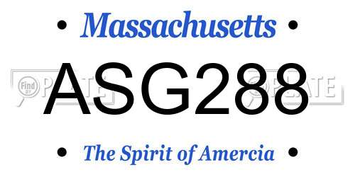 ASG288 Massachusetts License Plate