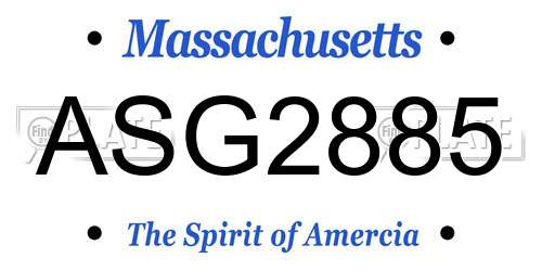 ASG2885 Massachusetts License Plate