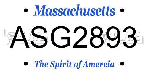 ASG2893 Massachusetts License Plate